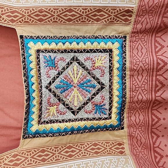 EGYPT Kaftan Maxi Dress XL Nightgown Batik Embroidered Egyptian Loungewear - Picture 13 of 15